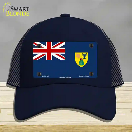 Turks And Caicos Flag Novelty License Plate Hat Mesh / Navy