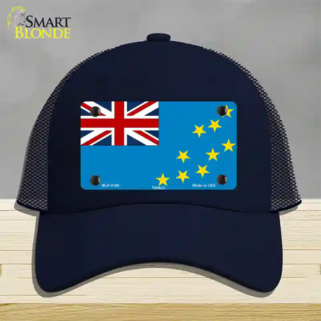 Tuvalu Flag Novelty License Plate Hat Mesh / Navy