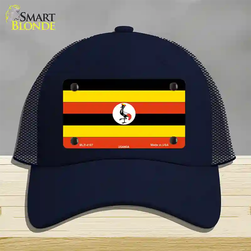 Uganda Flag Novelty License Plate Hat Mesh / Navy