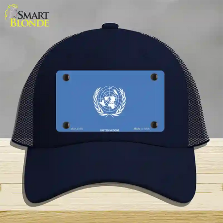 United Nations Flag Novelty License Plate Hat Mesh / Navy