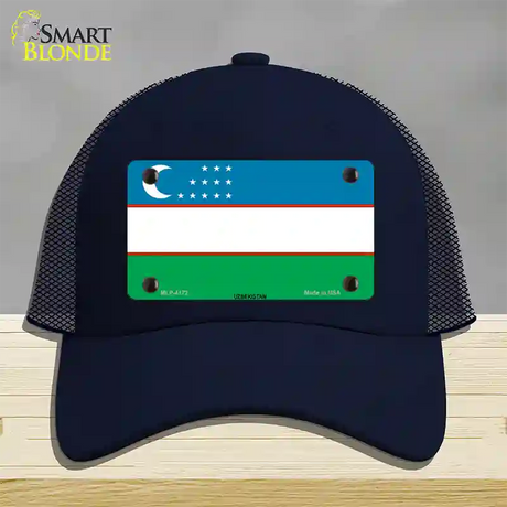 Uzbe Kistan Flag Novelty License Plate Hat Mesh / Navy