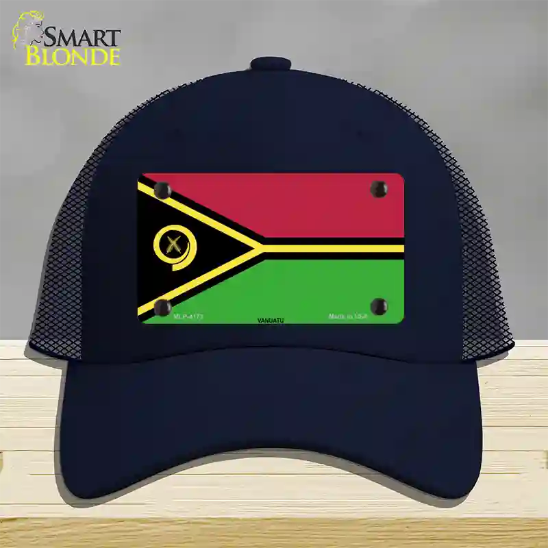 Vanuatu Flag Novelty License Plate Hat Mesh / Navy