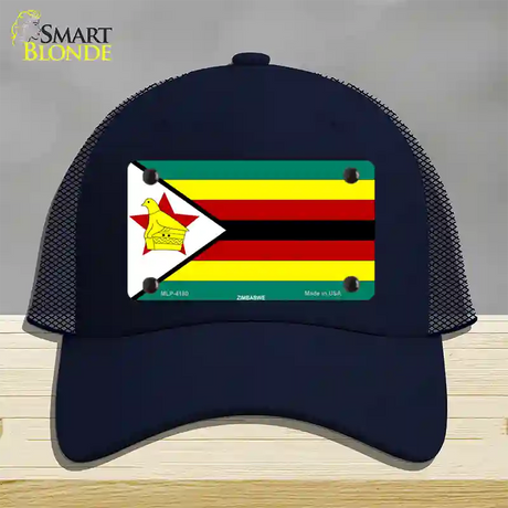 Zimbabwe Flag Novelty License Plate Hat Mesh / Navy