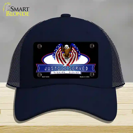 America Justice Served Novelty License Plate Hat Mesh / Navy