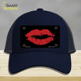 Full Red Lips Novelty License Plate Hat Mesh / Navy