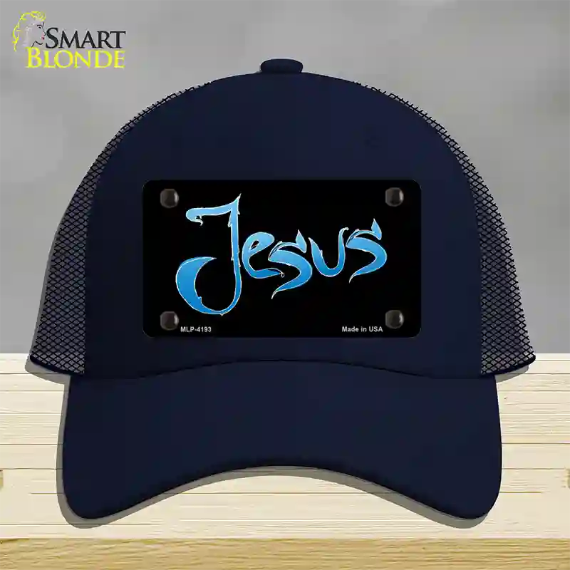 Jesus Novelty License Plate Hat Mesh / Navy