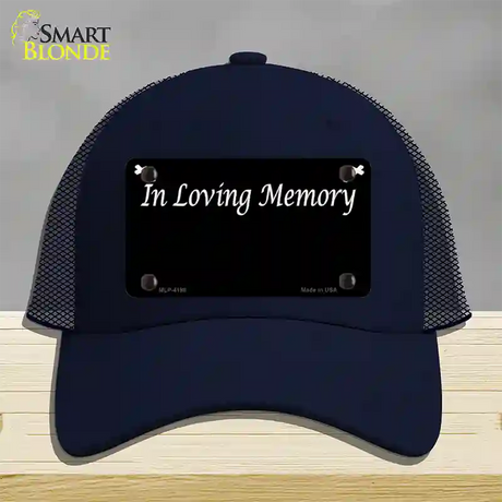 In Loving Memory Black Novelty License Plate Hat Mesh / Navy