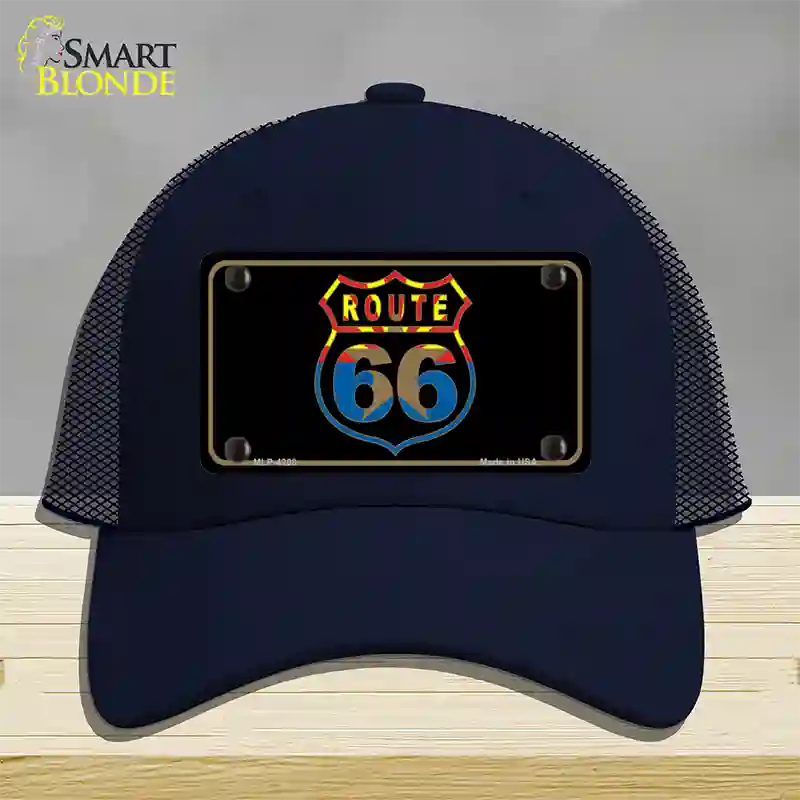 Route 66 Logo Arizona Flag Novelty License Plate Hat Mesh / Navy