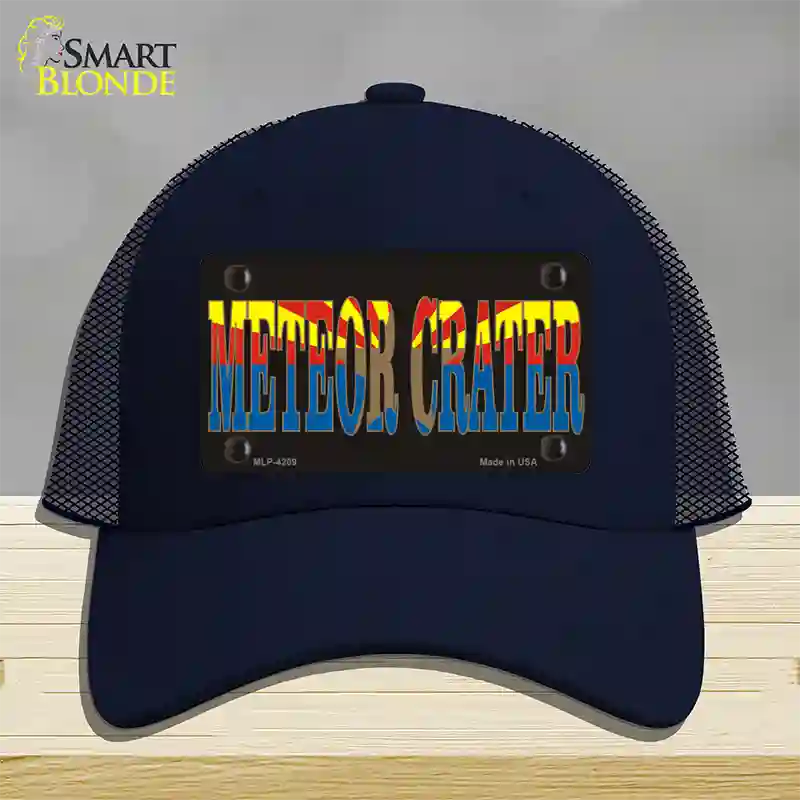 Meteor Crater Arizona Flag Novelty License Plate Hat Mesh / Navy