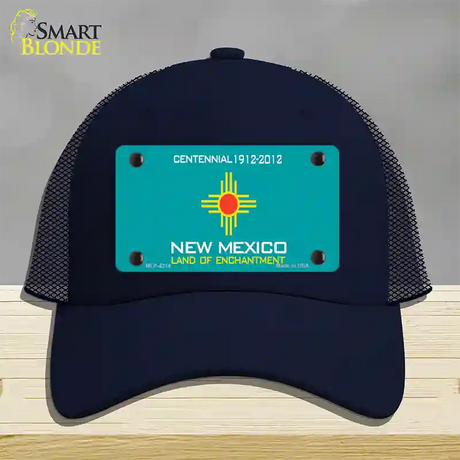 New Mexico Teal State Blank Novelty License Plate Hat Mesh / Navy