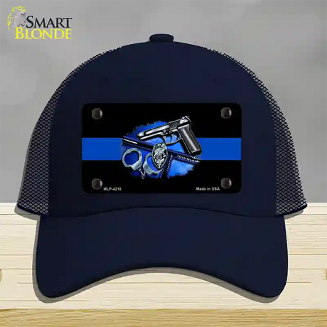 Thin Blue Line Badge Novelty License Plate Hat Mesh / Navy