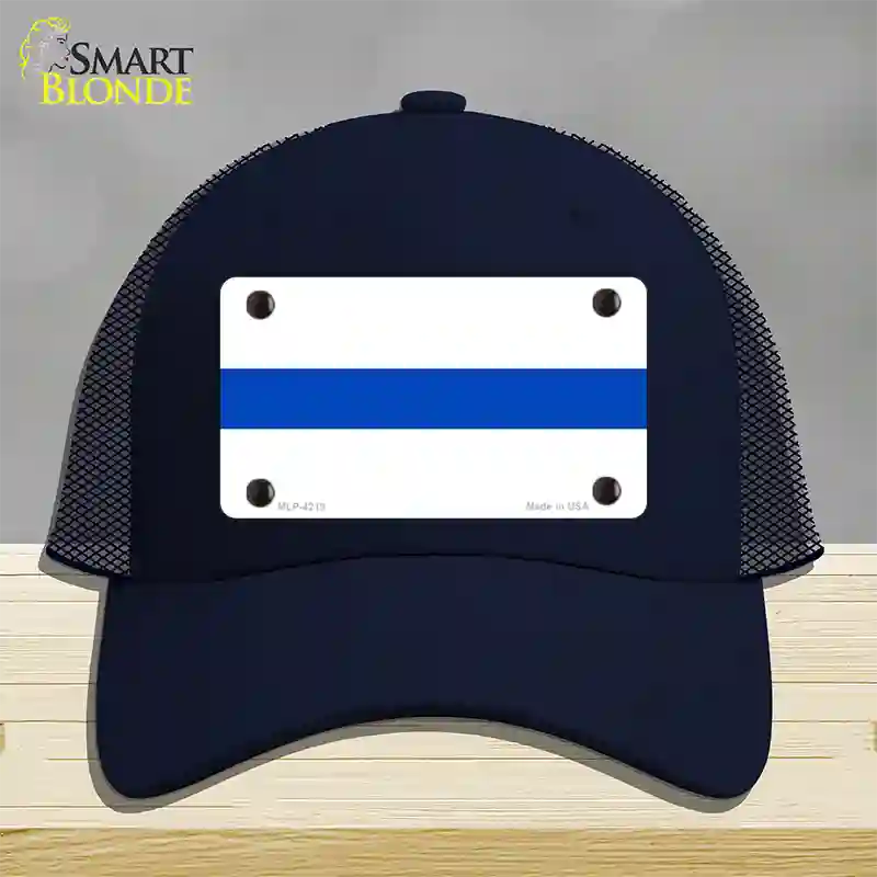 Thin Blue Line White Novelty License Plate Hat Mesh / Navy