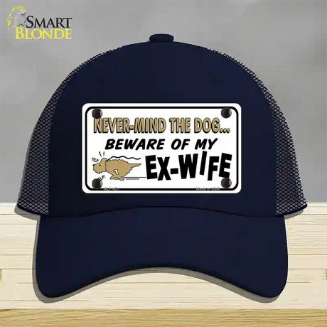 Beware Of My Ex-Wife Novelty License Plate Hat Mesh / Navy