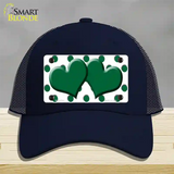 Green White Polka Dot Green Centered Hearts Novelty License Plate Hat Mesh / Navy