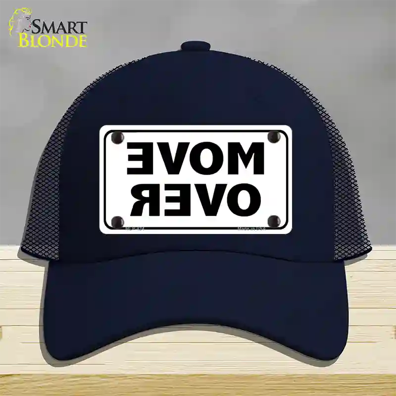 Move Over White Novelty License Plate Hat Mesh / Navy