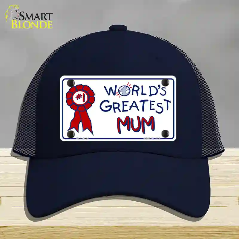 Worlds Greatest Mum Novelty License Plate Hat Mesh / Navy