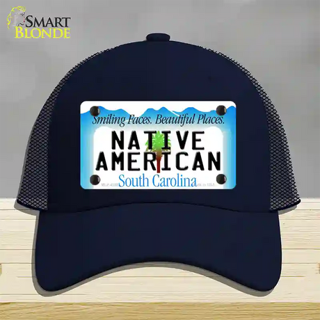 Native American South Carolina Novelty License Plate Hat Mesh / Navy