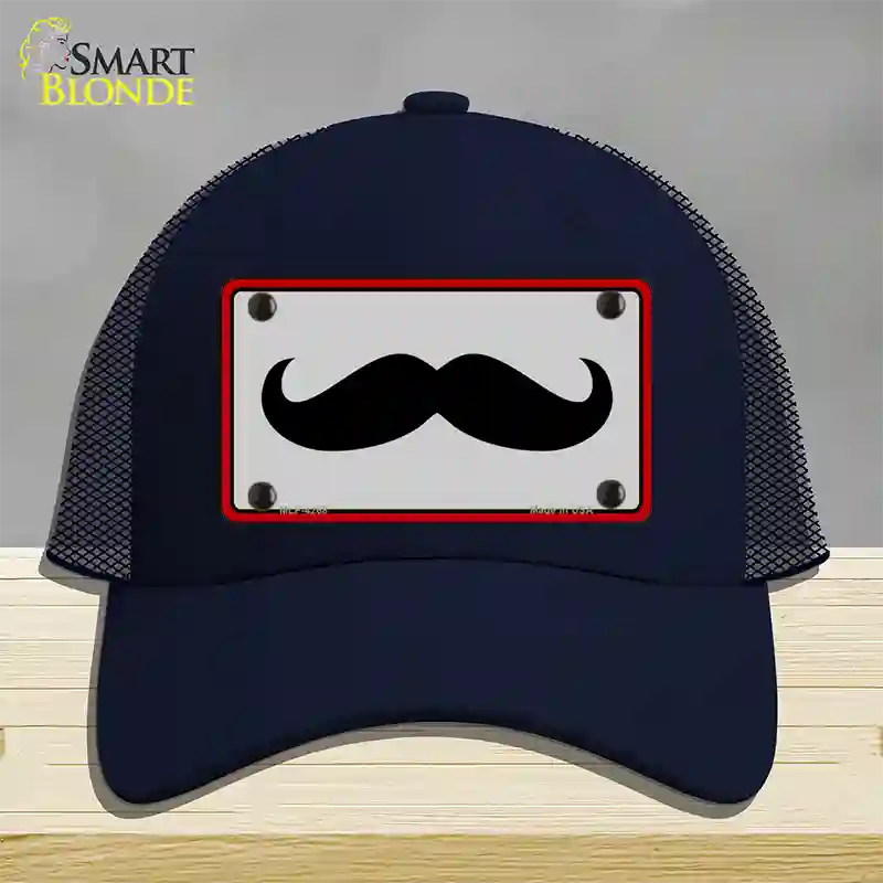 Mustache Novelty License Plate Hat Mesh / Navy