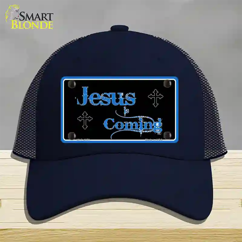 Jesus Is Coming Novelty License Plate Hat Mesh / Navy