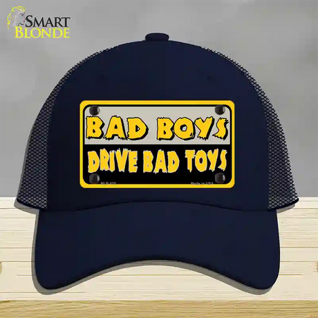 Bad Boys Drive Bad Toys Novelty License Plate Hat Mesh / Navy