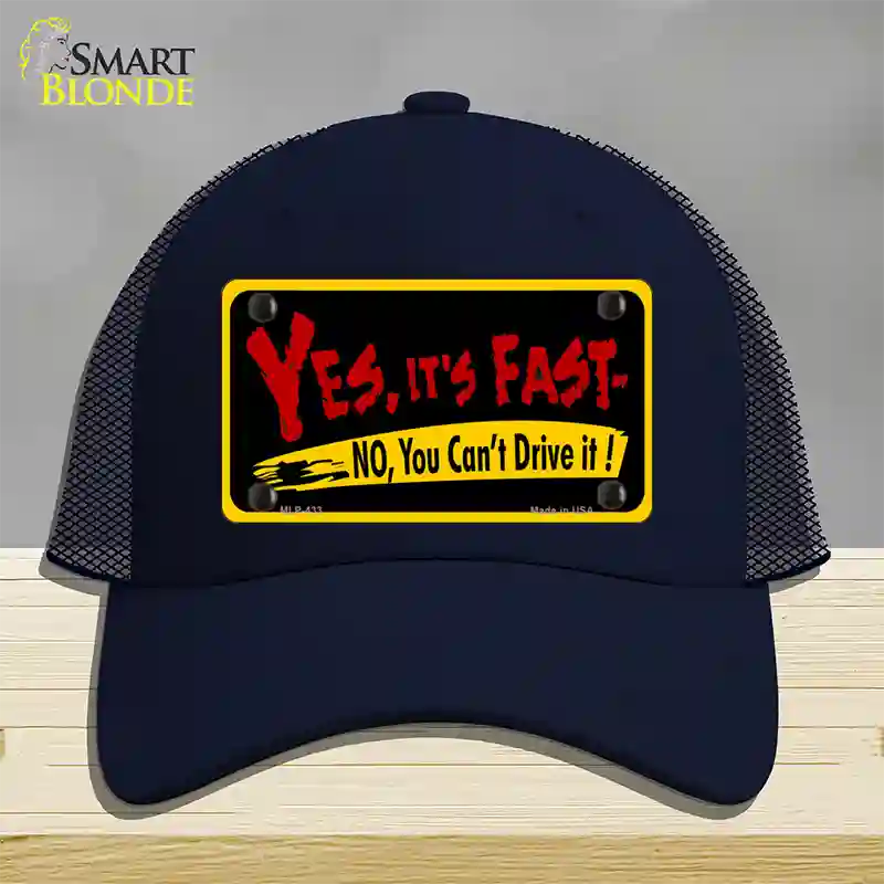 Yes Its Fast Novelty License Plate Hat Mesh / Navy