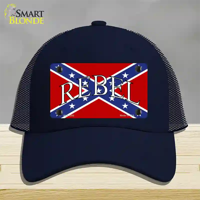 Rebel Confederate Flag Novelty License Plate Hat Mesh / Navy