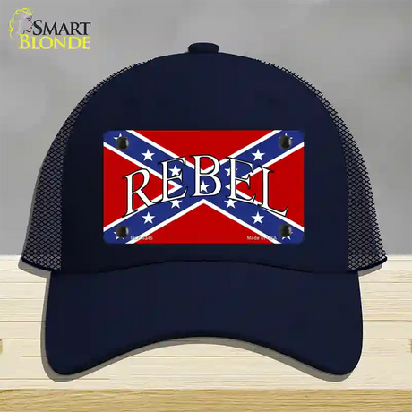 Rebel Confederate Flag Novelty License Plate Hat Mesh / Navy