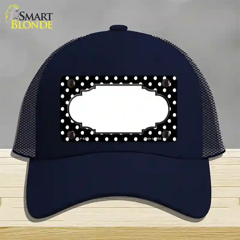 Scallop Black White Polka Dot Novelty License Plate Hat Mesh / Navy