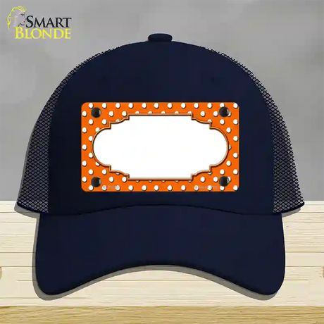 Scallop Orange White Polka Dot Novelty License Plate Hat Mesh / Navy