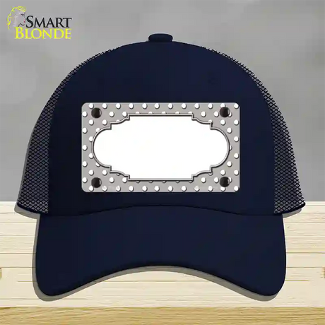 Scallop Grey White Polka Dot Novelty License Plate Hat Mesh / Navy