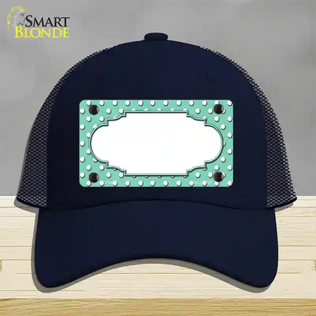 Scallop Mint White Polka Dot Novelty License Plate Hat Mesh / Navy