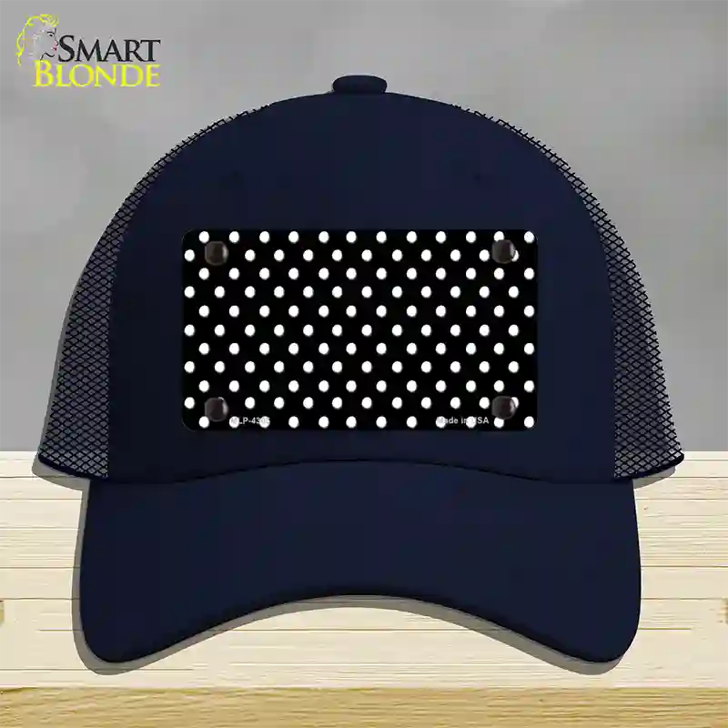 Black Polka Dot Novelty License Plate Hat Mesh / Navy