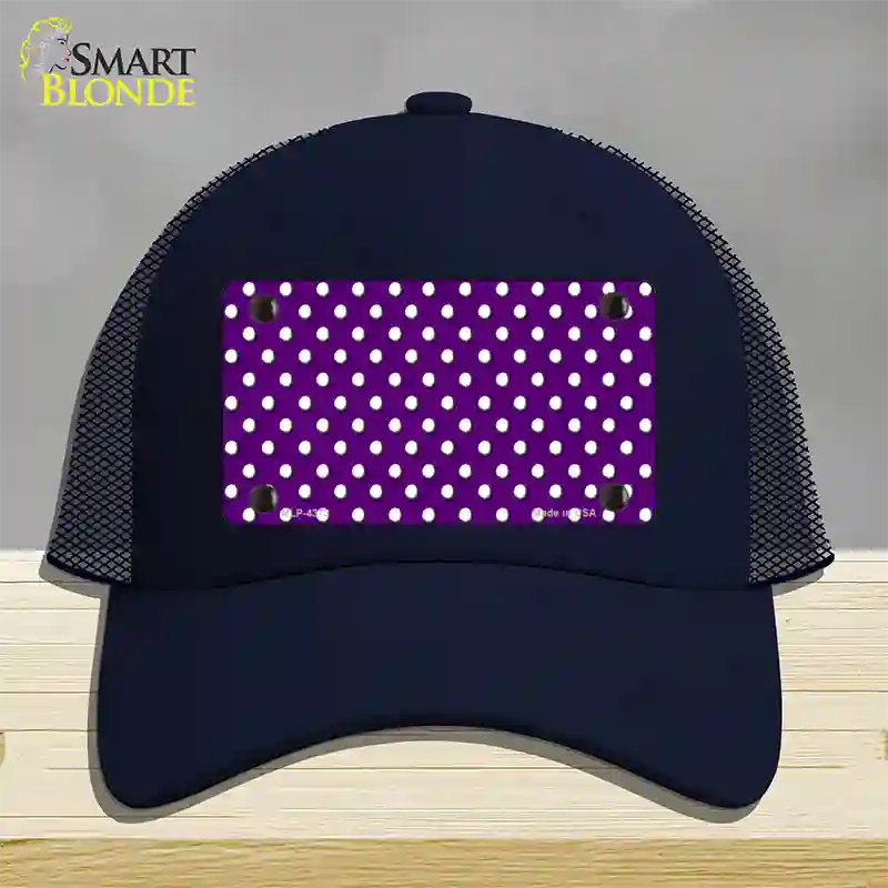 Purple Polka Dot Novelty License Plate Hat Mesh / Navy