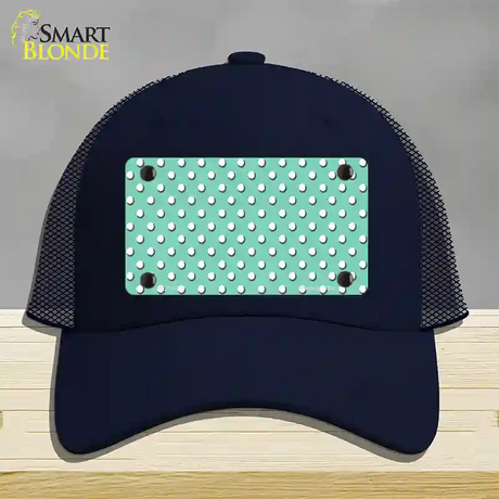 Mint Polka Dot Novelty License Plate Hat Mesh / Navy