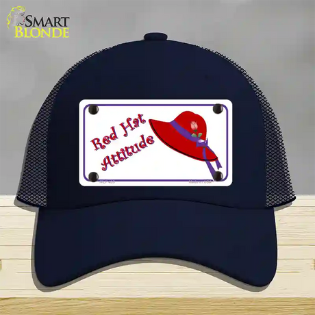 Red Hat Attitude Novelty License Plate Hat Mesh / Navy