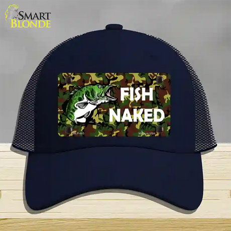 Fish Naked Novelty License Plate Hat Mesh / Navy