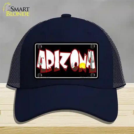 Arizona Black Novelty License Plate Hat Mesh / Navy