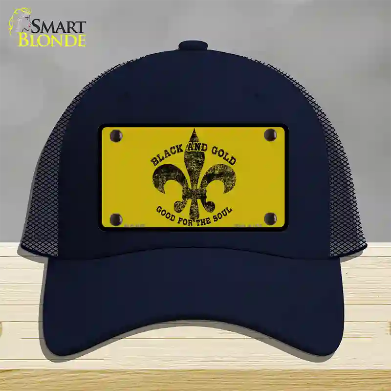 Saints Fleur De Lis Gold Novelty License Plate Hat Mesh / Navy