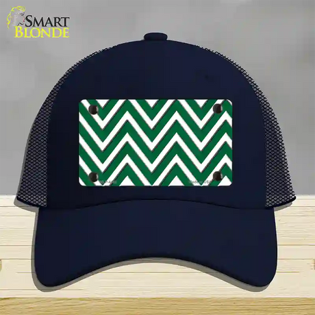 Green White Large Chevron Novelty License Plate Hat Mesh / Navy