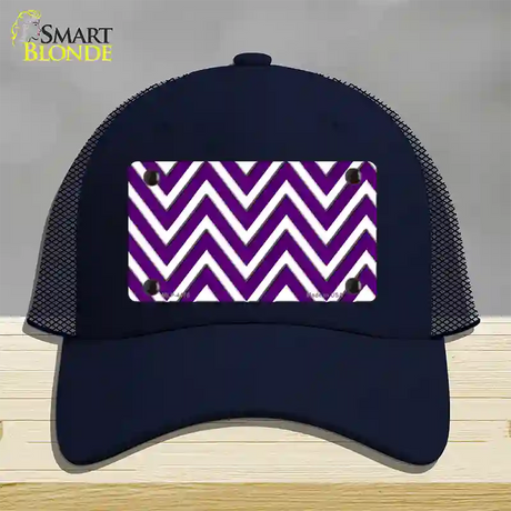 Purple White Large Chevron Novelty License Plate Hat Mesh / Navy