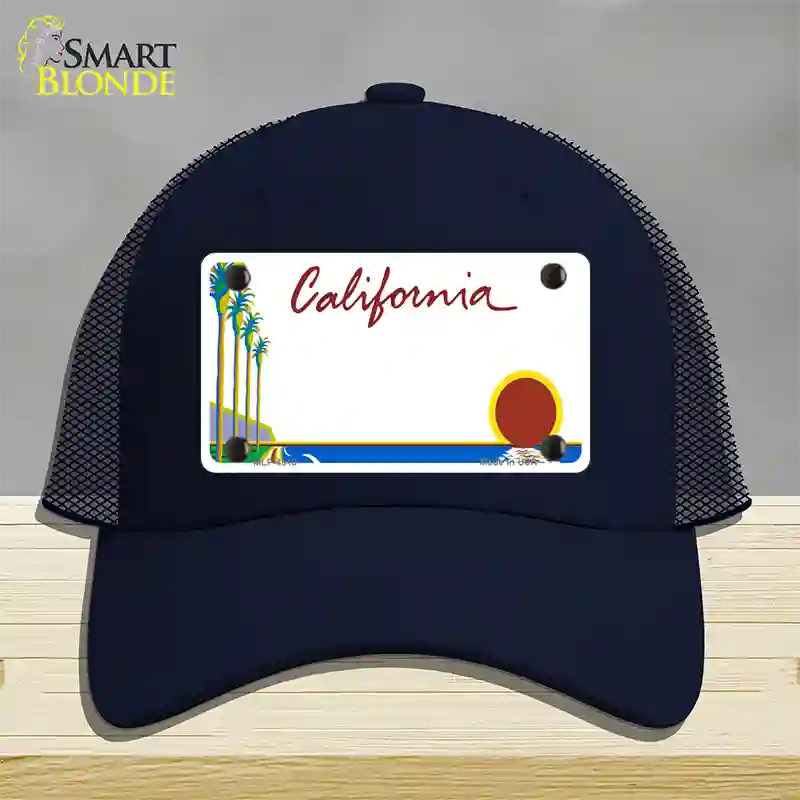 California Palm Trees State Blank Novelty License Plate Hat Mesh / Navy