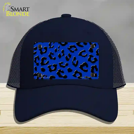 Blue Black Cheetah Novelty License Plate Hat Mesh / Navy