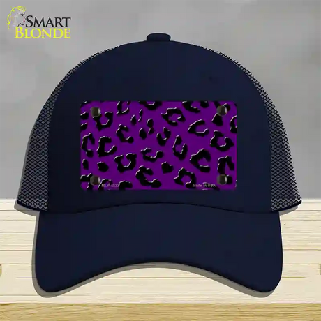 Purple Black Cheetah Novelty License Plate Hat Mesh / Navy