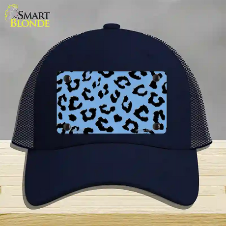 Light Blue Black Cheetah Novelty License Plate Hat Mesh / Navy