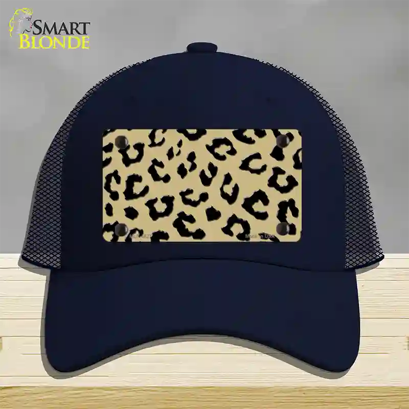 Gold Black Cheetah Novelty License Plate Hat Mesh / Navy