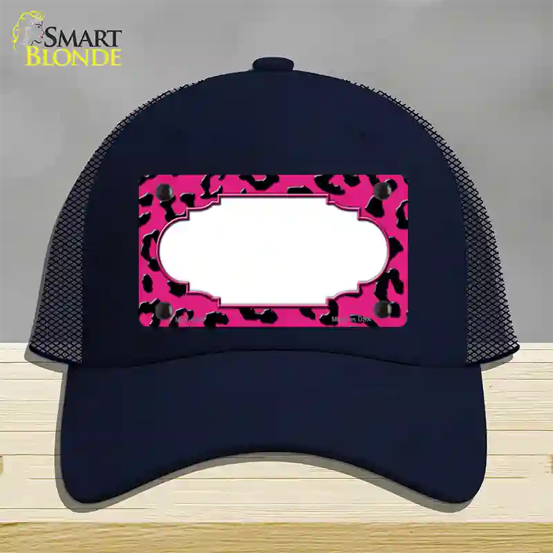 Pink Black Cheetah Scallop Novelty License Plate Hat Mesh / Navy