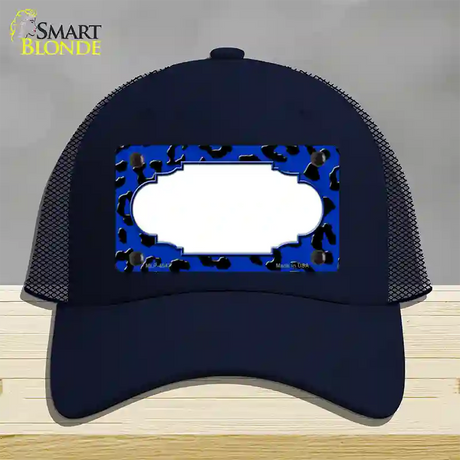 Blue Black Cheetah Scallop Novelty License Plate Hat Mesh / Navy