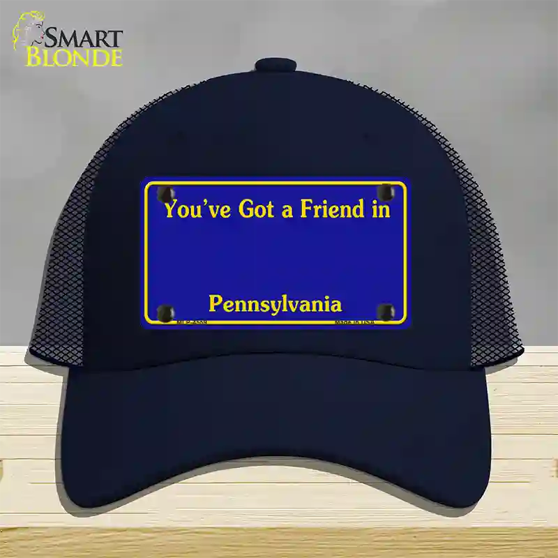 Pennsylvania Blue State Blank Novelty License Plate Hat Mesh / Navy