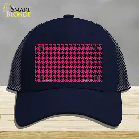 Pink Black Houndstooth Novelty License Plate Hat Mesh / Navy