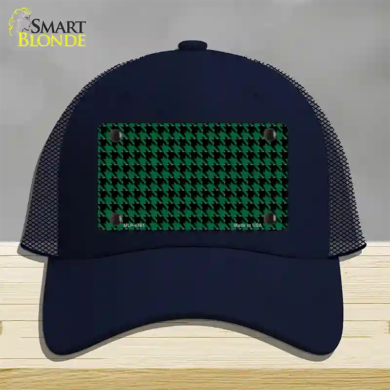 Green Black Houndstooth Novelty License Plate Hat Mesh / Navy